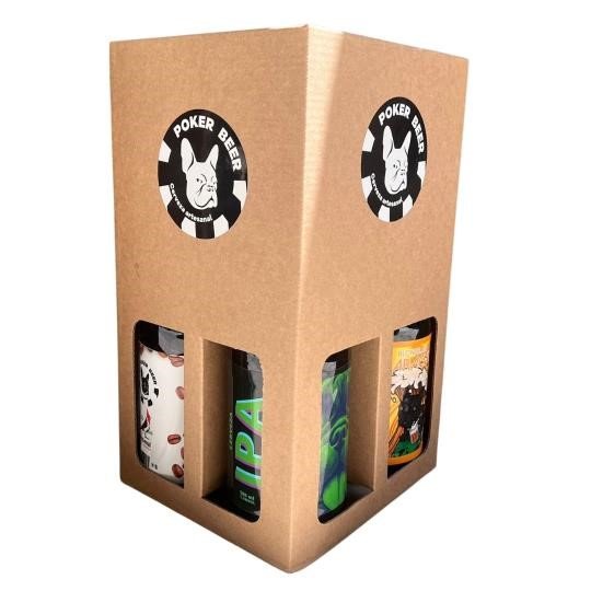 CAJA CON 4 BOTELLAS DE CERVEZA 500 ML